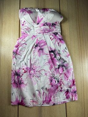 Snap Strapless Floral Sundress in Pink and White